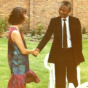 With Nelson Mandela, Soweto, 1990
